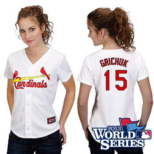 Randal Grichuk #15 mlb Jersey-St Louis Cardinals Women's Authentic Home White Cool Base World Series Baseball Jersey